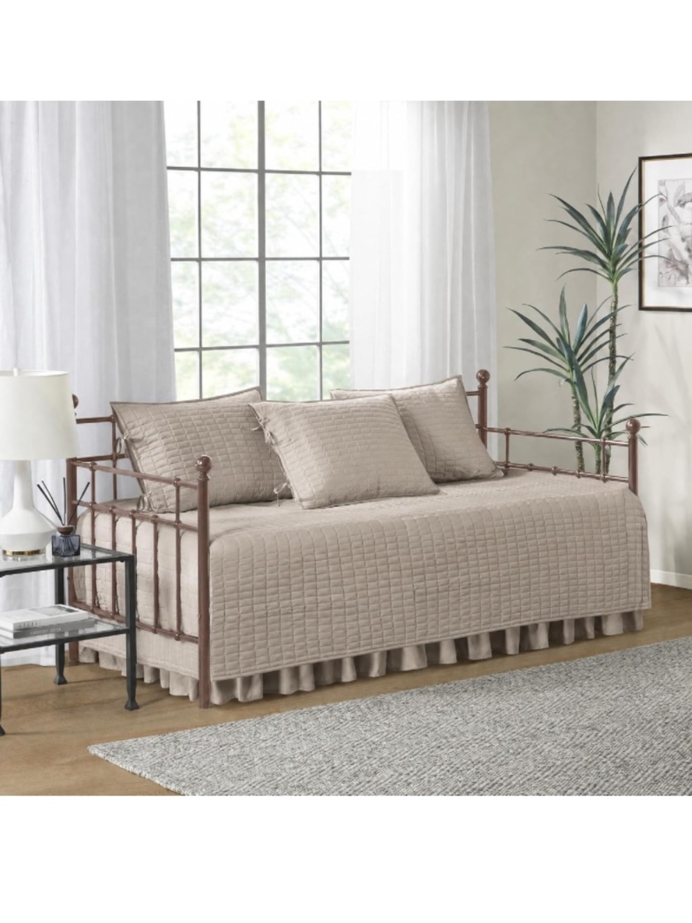 Taupe Quilted Daybed Coverlet Set - Soft Neutral Bedding